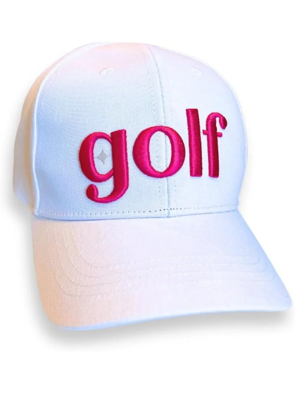 Trendy Women's Golf Hat - White Ballcap with Pink Accent, Adjustable & Cute Golf